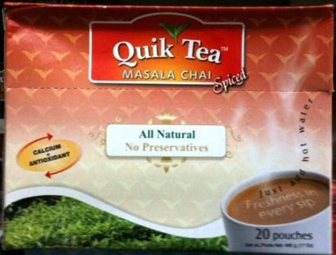 Quik Tea Masala Chai (Spiced) 20 Pouches 17 OZ (480 Grams)