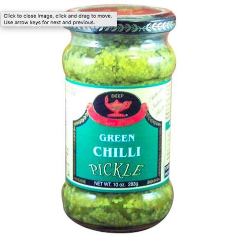 Deep Green Chilli Pickle 10 OZ (283 Grams)