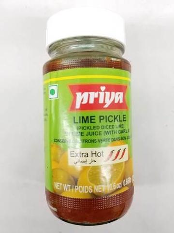 Priya Extra Hot Lime Pickle In Lime Juice (with Garlic) 11 OZ (300 Grams)