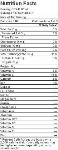 Nutrition Facts-Swad Mango Drink 8.45 FL OZ (250 ML)