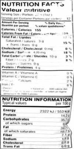 Nutrition Facts-Mirch Masala Bikaneri Bhujia 340 Grams (12 OZ)