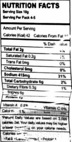 Nutrition Facts-Rasoi Magic Veg Biryani Mix Magic in Minutes 50 Grams (1.76 OZ)