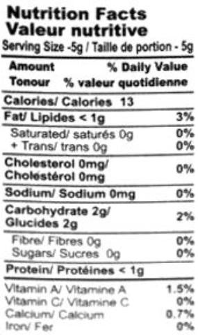 Nutrition Facts-MDH Garam Masala 100gm (3.5 OZ)