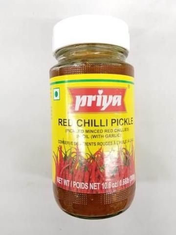 Priya Red Chilli Pickle In Oil (with Garlic) 11 OZ (300 Grams)