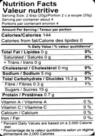 Nutrition Facts-Shan Delve Desserts Pineapple Jelly Crystals 2.8 OZ (80 Grams)