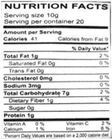 Nutrition Facts-Swad Ginger Powder 7 OZ (200 Grams)