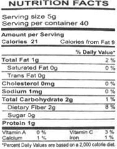 Nutrition Facts-Swad Chilli Crushed 7 OZ (200 Grams)