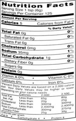 Nutrition Facts-Swad Garlic Paste 26.5 OZ