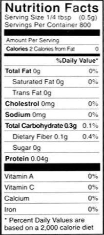 Nutrition Facts-Shan Khalis Haldee Turmeric Powder 400 Grams (14 OZ)