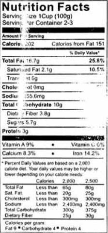 Nutrition Facts-Swad Bhindi Masala Okra in Exotic Mild Curry Sauce 9.9 OZ (280 Grams)