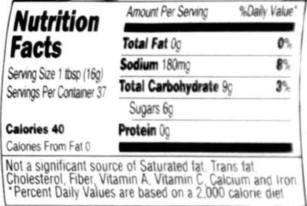 Nutrition Facts-Maggi Hot & Sweet Tomato Chilli Sauce 500 Grams (17.63 OZ)
