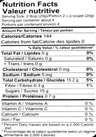 Nutrition Facts-Shan Delve Desserts Banana Jelly Crystals 2.8 OZ (80 Grams)