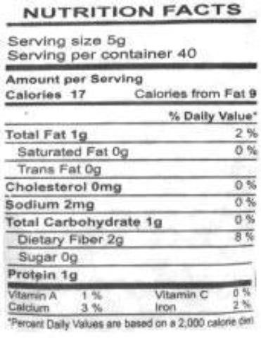 Nutrition Facts-Swad Coriander Seeds 7 OZ (200 Grams)
