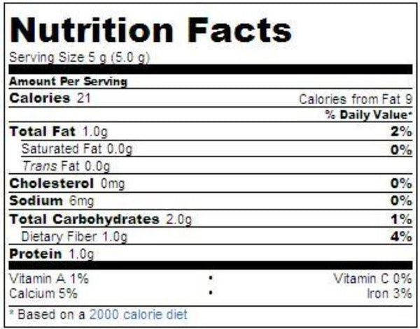 Nutrition Facts-Swad Cumin Powder 14 OZ (400 Grams)