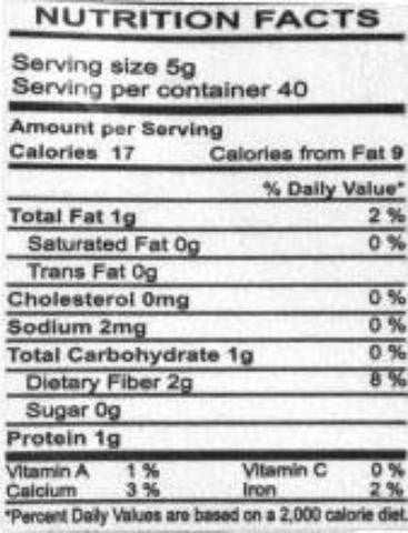 Nutrition Facts-Swad Coriander Powder 7 OZ (200 Grams)