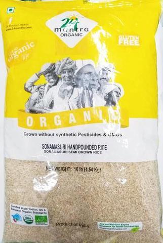 24 Mantra Sona Masuri Hand Pounded Rice (semi Brow 10 LB (4535 Grams)