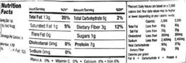Nutrition Facts-Swad Whole Almonds 7 OZ (200 Grams)