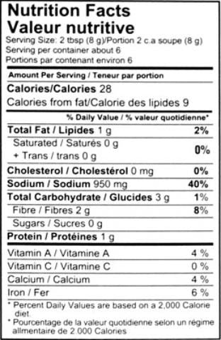 Nutrition Facts-Shan Keema Curry Mix (Mix for Minced Meat Curry) 50 Grams (1.75 Oz)