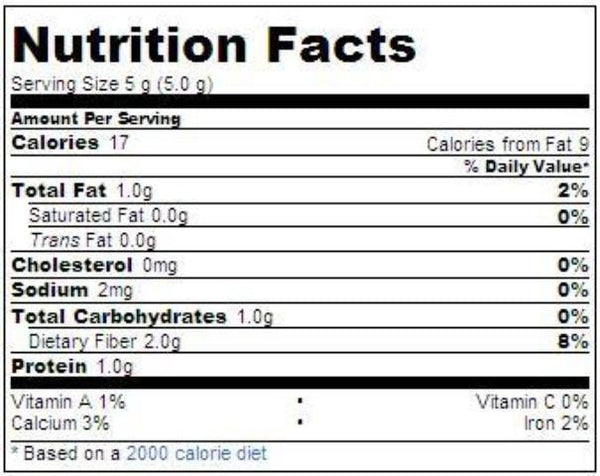 Nutrition Facts-Swad Coriander Powder 14 OZ (400 Grams)