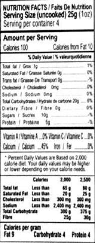 Nutrition Facts-Gits Kesar Kulfi Mix 100 Grams (3.5 OZ)
