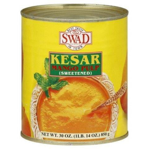 Swad Kesar Mango Pulp (Sweetened) 850 Grams (30 OZ) 1 LB.14 OZ