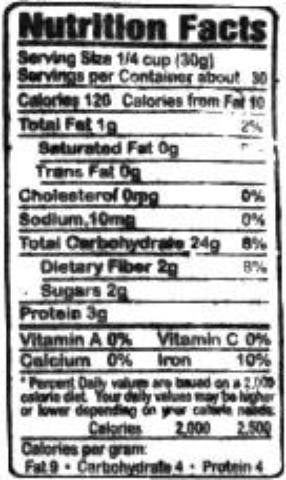 Nutrition Facts-Swad Juwar Flour 2 LB (908 Grams)