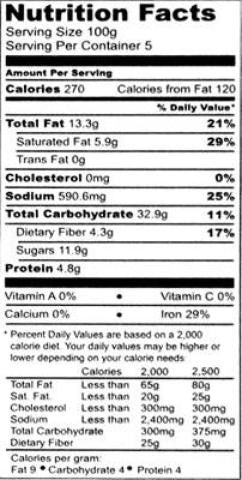 Nutrition Facts-Swad Bhel Puri 20.84 OZ (590 Grams)