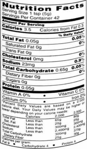 Nutrition Facts-Swad Ginger & Garlic Paste 7.5 OZ (212 Grams)
