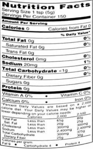 Nutrition Facts-Swad Ginger & Garlic Paste 26.5 OZ (751 Grams)