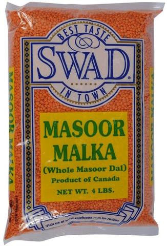 Swad Masoor Malka Whole Masoor Dal Lentils 4 LB (1816 Grams)