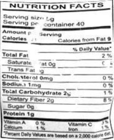 Nutrition Facts-Swad Chilli Whole 7 OZ (200 Grams)