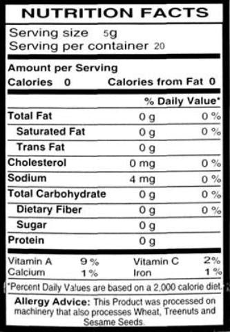 Nutrition Facts-Swad Kasoori Methi 3.5 OZ (100 Grams)