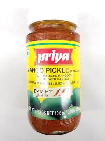 Priya Extra Hot Mango Avakaya Pickle In Oil (with  Garlic) 11 OZ (300 Grams)