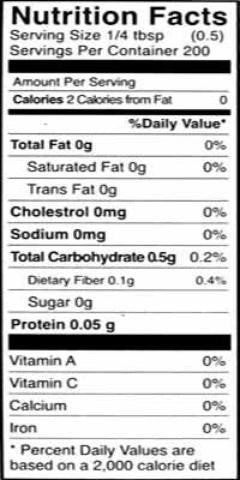 Nutrition Facts-Shan Khushbudar Lehsan Garlic Powder 100 Grams (3.5 OZ)