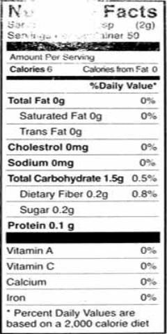 Nutrition Facts-Shan Khatai Dried Mango Powder 100 Grams (3.5 OZ)