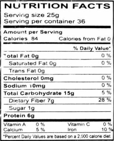 Nutrition Facts-Swad Urad Flour Black Matpe Flour 2 LB
