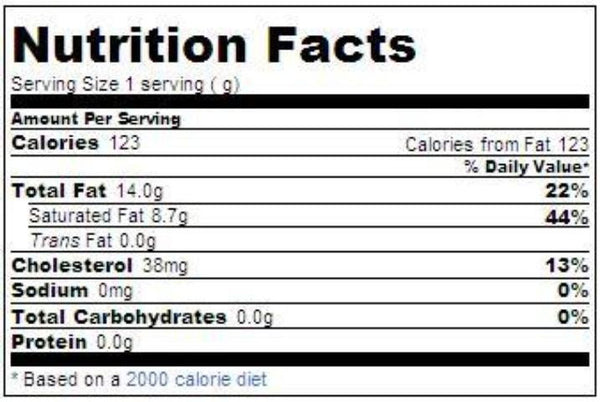 Nutrition Facts-Swad Desi Ghee 16 Fl OZ (473 ML)