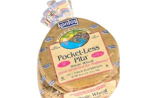 Kontos Whole Wheat Pocketless Pita-10Pcs 28 OZ